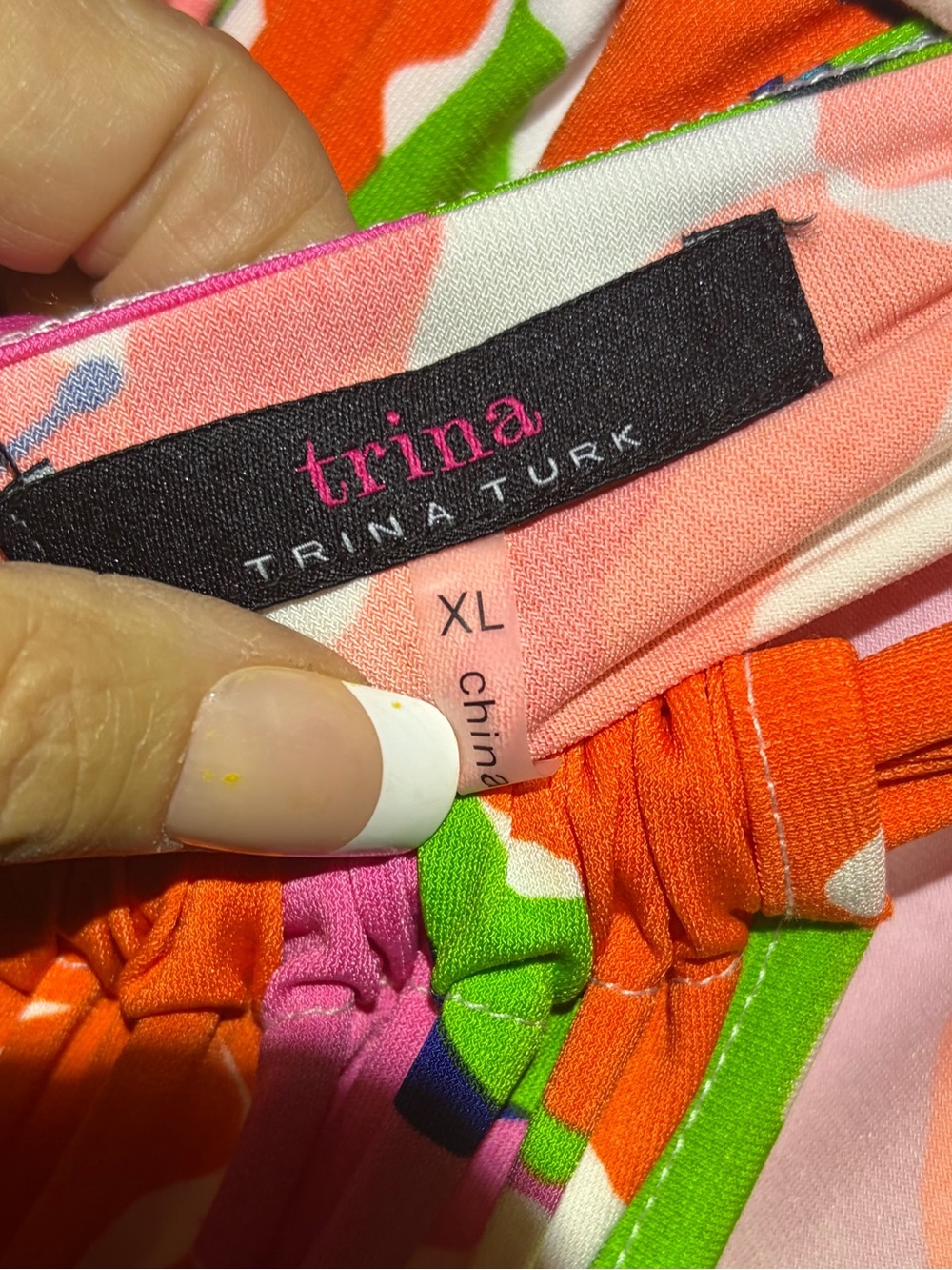 NWOT Trina Turk Bright Orange Floral Sundress Back Tie Peephole. XL - Picture 4 of 6